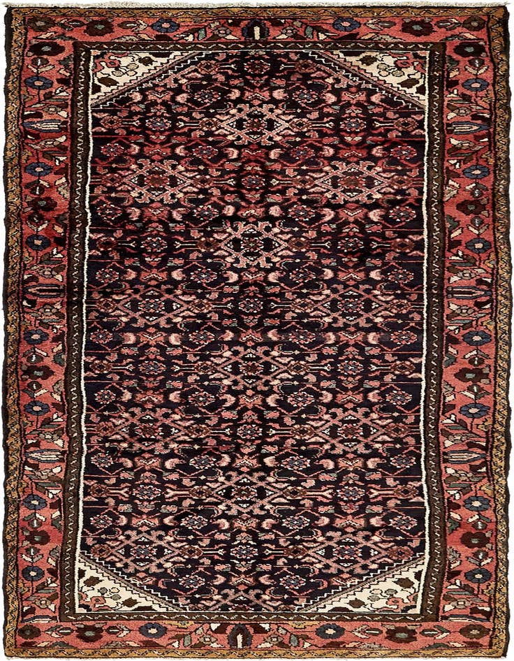 Detail image of 3' 5 x 9' 6 Hand Knotted Hossainabad Persian Wool Runner Rug