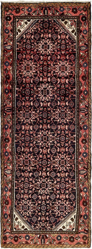 Detail image of 3' 5 x 9' 6 Hand Knotted Hossainabad Persian Wool Runner Rug