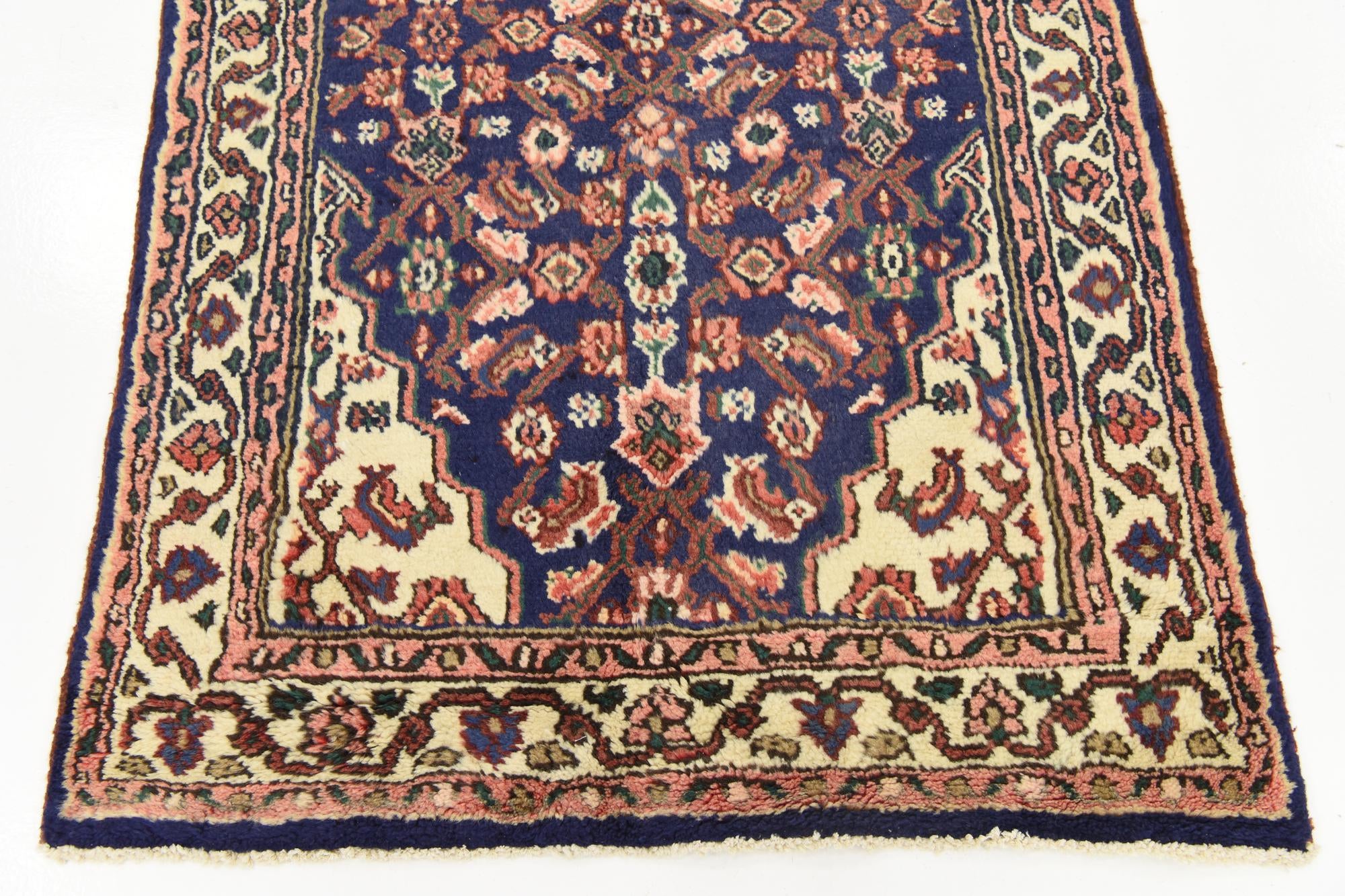 3' 4 x 9' 11 Hand Knotted Hossainabad Persian Wool Runner Rug