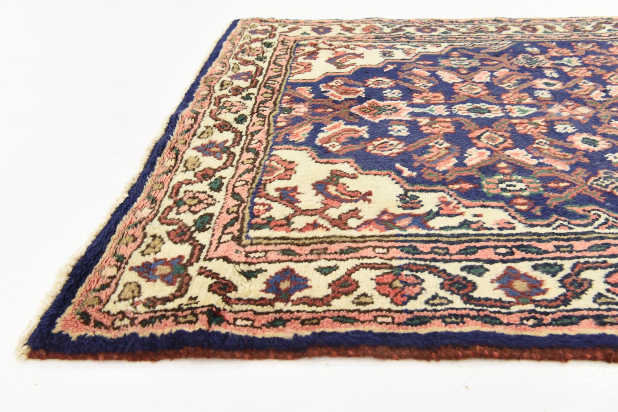 3' 4 x 9' 11 Hand Knotted Hossainabad Persian Wool Runner Rug