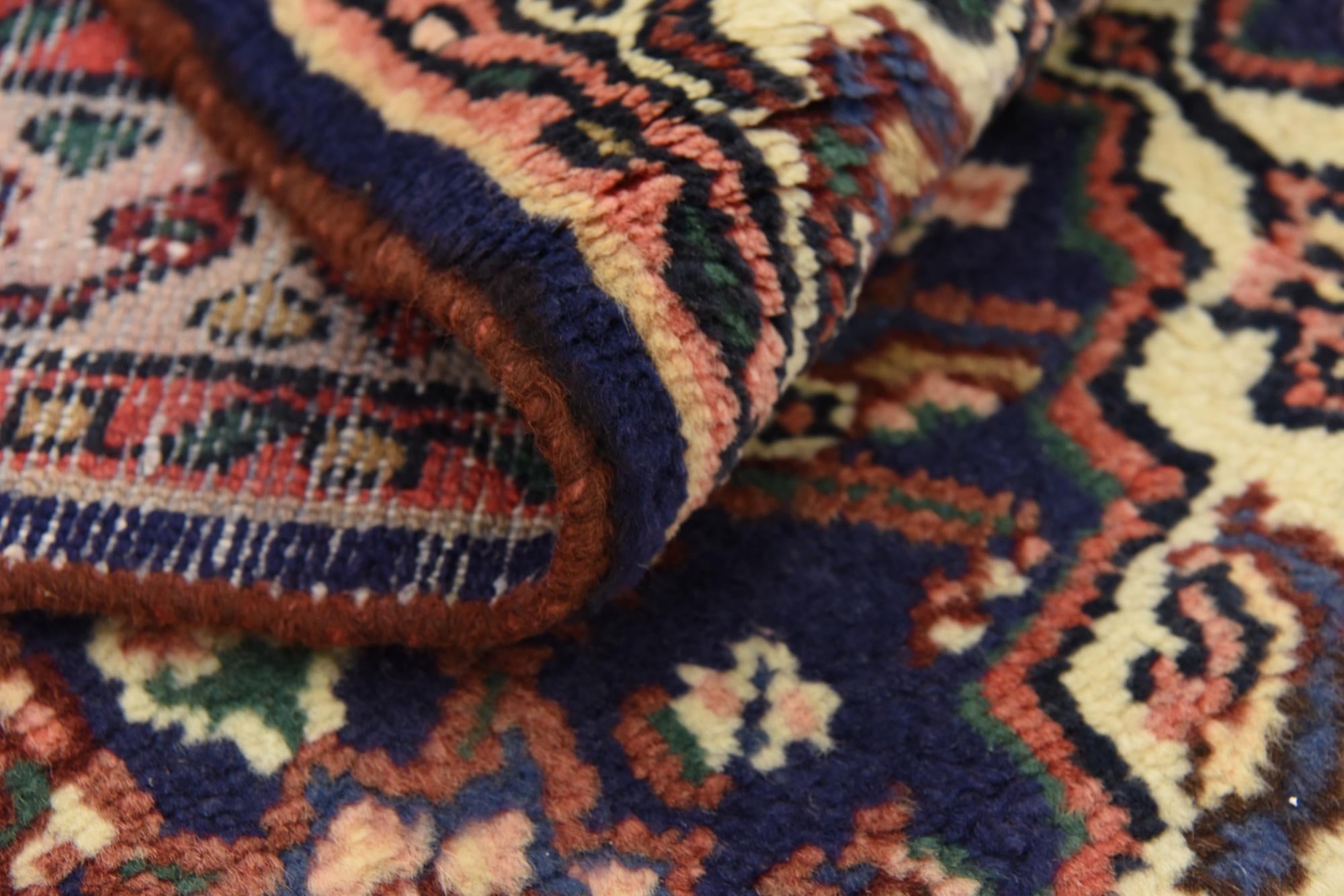 3' 4 x 9' 11 Hand Knotted Hossainabad Persian Wool Runner Rug