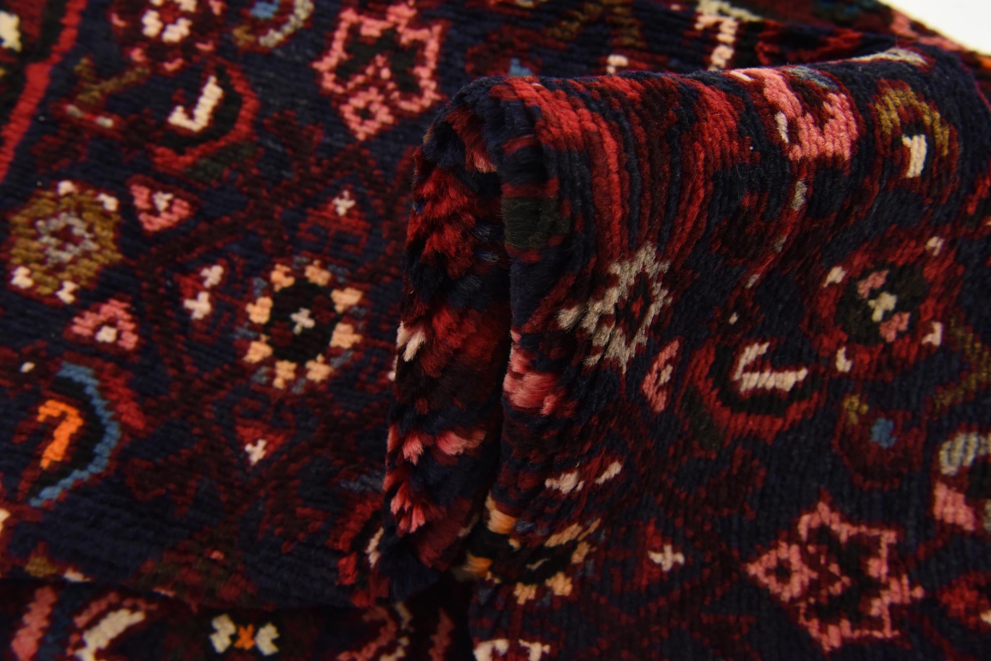 3' 9 x 10' 7 Hand Knotted Hossainabad Persian Wool Runner Rug