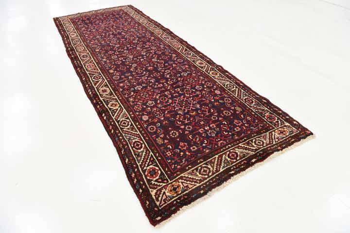 3' 9 x 10' 7 Hand Knotted Hossainabad Persian Wool Runner Rug