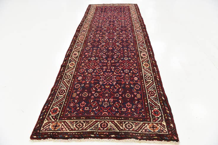 Detail image of 3' 9 x 10' 7 Hand Knotted Hossainabad Persian Wool Runner Rug