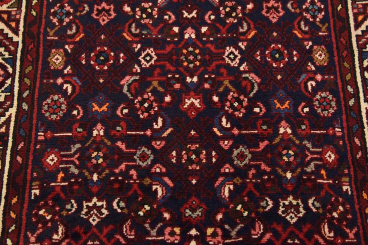 Detail image of 3' 9 x 10' 7 Hand Knotted Hossainabad Persian Wool Runner Rug