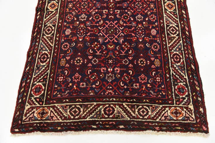 Detail image of 3' 9 x 10' 7 Hand Knotted Hossainabad Persian Wool Runner Rug