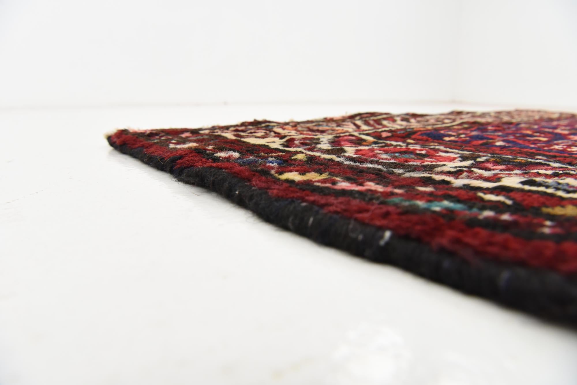 3' 9 x 10' 7 Hand Knotted Hossainabad Persian Wool Runner Rug