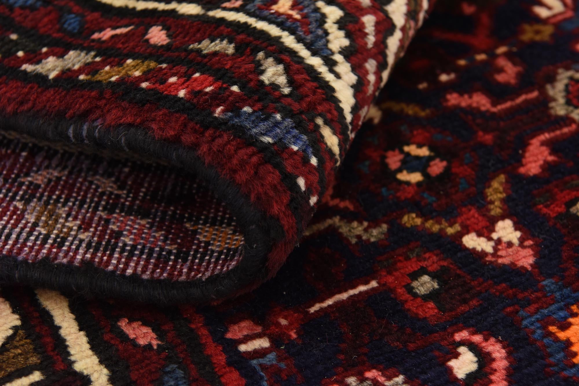 3' 9 x 10' 7 Hand Knotted Hossainabad Persian Wool Runner Rug
