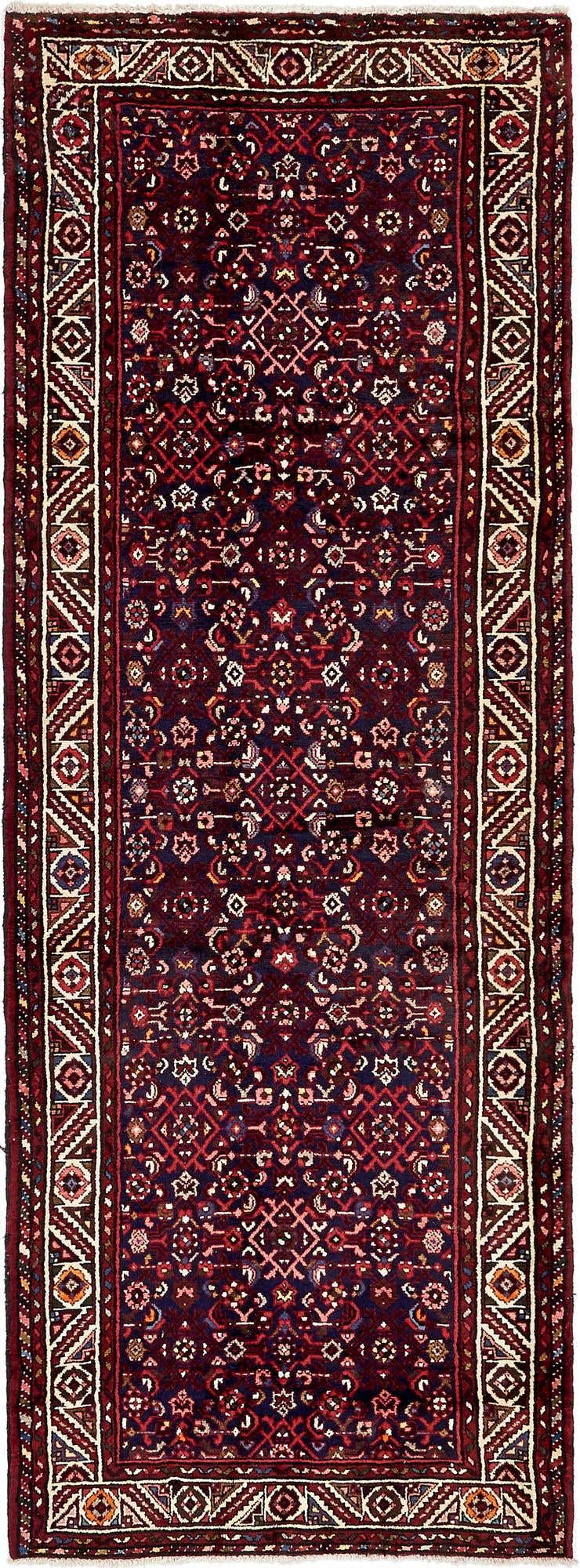 3' 9 x 10' 7 Hand Knotted Hossainabad Persian Wool Runner Rug