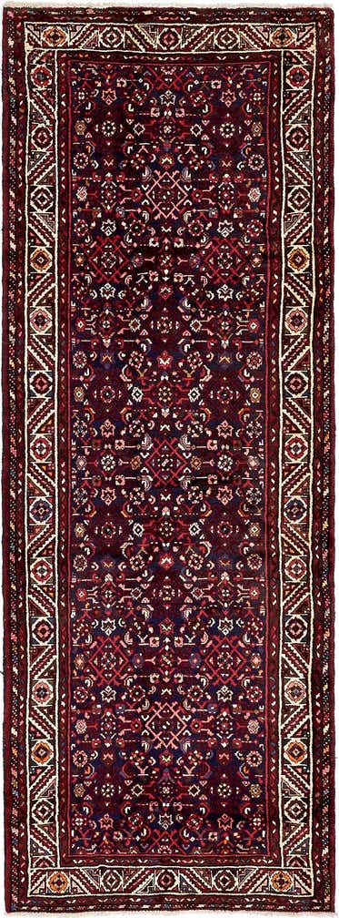 3' 9 x 10' 7 Hand Knotted Hossainabad Persian Wool Runner Rug