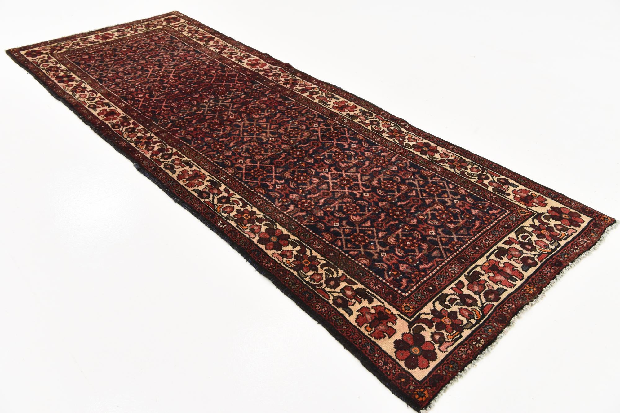 3' 5 x 9' 6 Hand Knotted Hossainabad Persian Wool Runner Rug