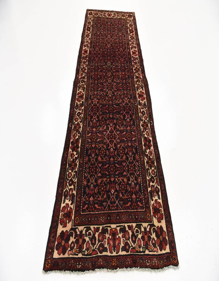 Detail image of 3' 5 x 9' 6  Hand Knotted Hossainabad Persian Wool Runner Rug