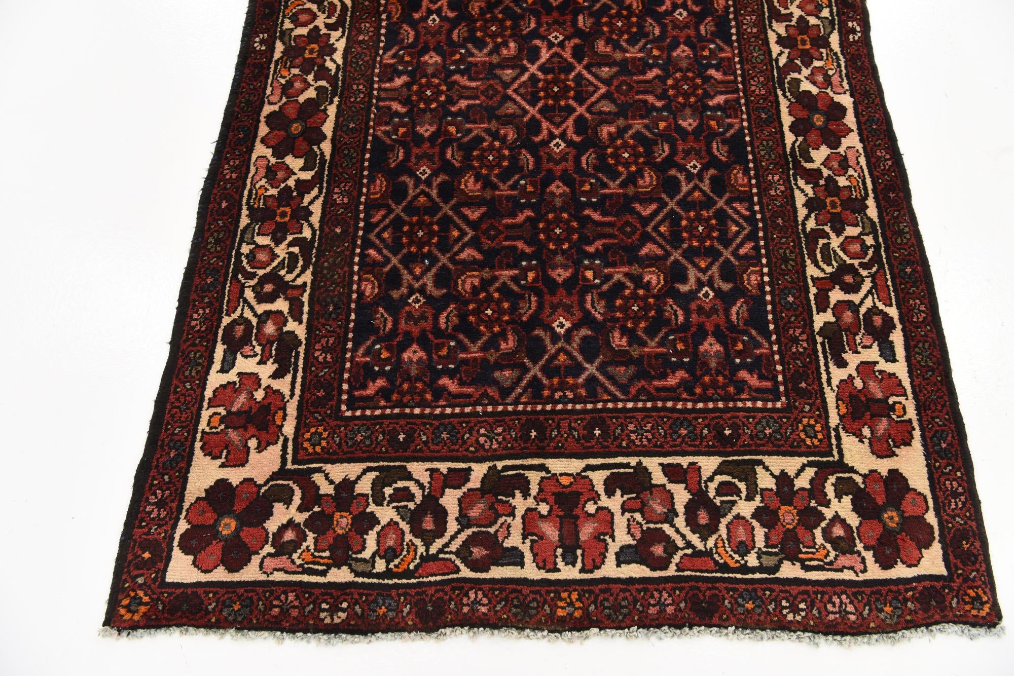 3' 5 x 9' 6 Hand Knotted Hossainabad Persian Wool Runner Rug