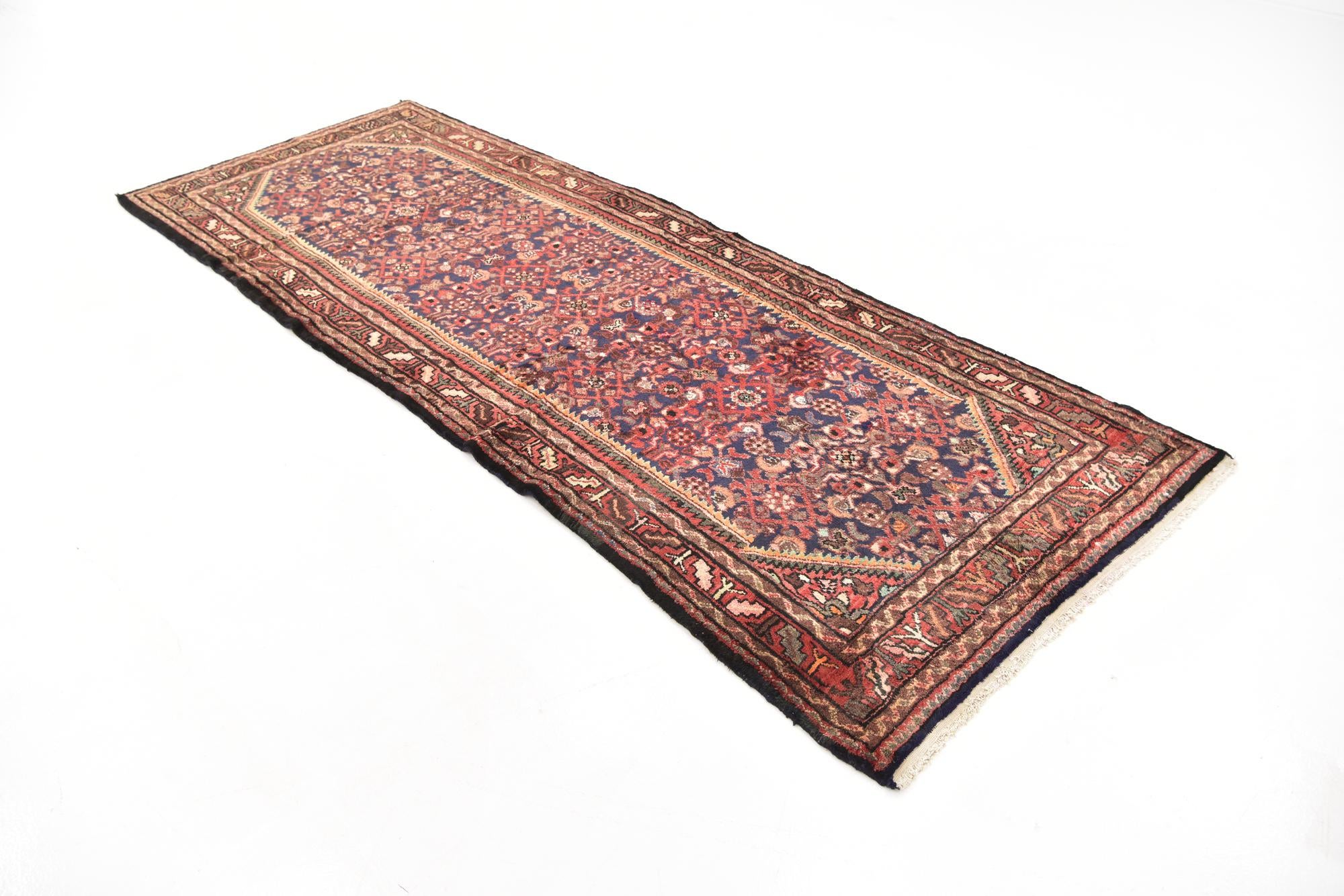 3' 8 x 9' 6 Hand Knotted Hossainabad Persian Wool Runner Rug