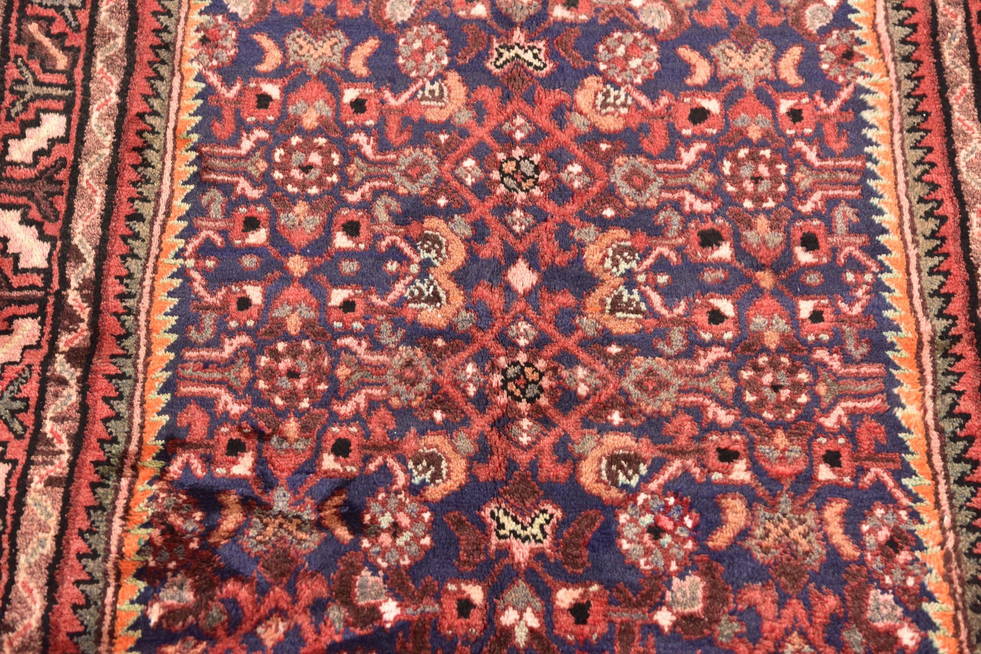 3' 8 x 9' 6 Hand Knotted Hossainabad Persian Wool Runner Rug