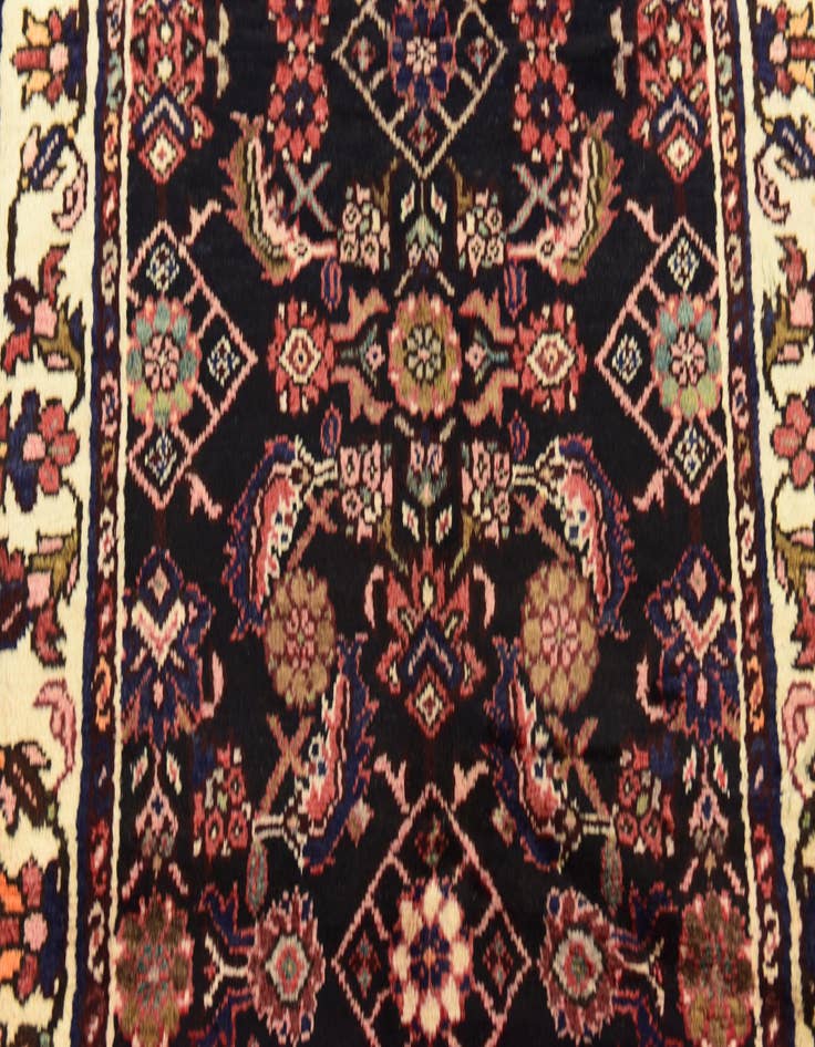 Detail image of 3' 8 x 10'  Hand Knotted Hossainabad Persian Wool Runner Rug