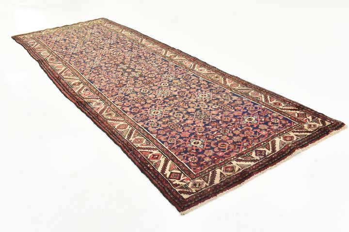 3' 8 x 11' 1 Hand Knotted Hossainabad Persian Wool Runner Rug
