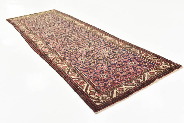 Detail image of 3' 8 x 11' 1 Hand Knotted Hossainabad Persian Wool Runner Rug