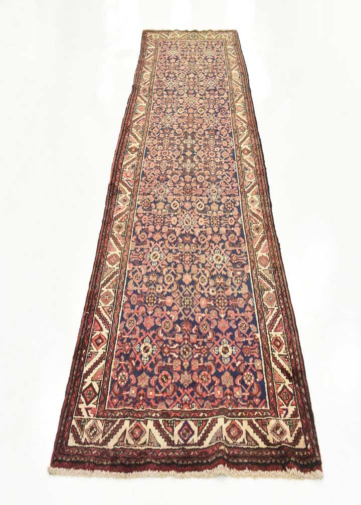3' 8 x 11' 1 Hand Knotted Hossainabad Persian Wool Runner Rug