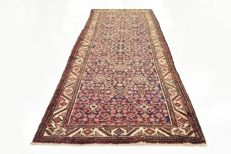 Detail image of 3' 8 x 11' 1 Hand Knotted Hossainabad Persian Wool Runner Rug