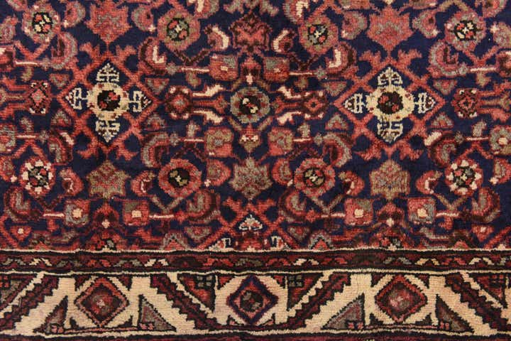 3' 8 x 11' 1 Hand Knotted Hossainabad Persian Wool Runner Rug