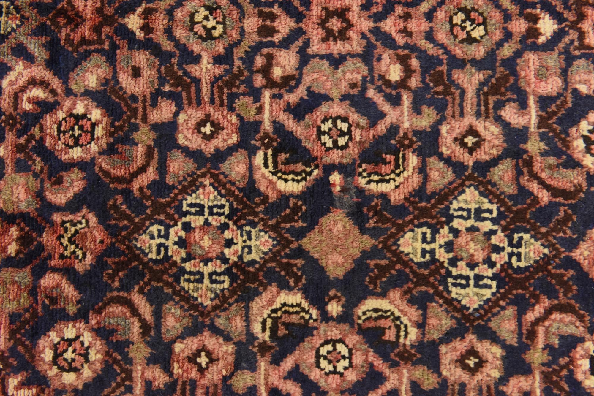 3' 8 x 11' 1 Hand Knotted Hossainabad Persian Wool Runner Rug