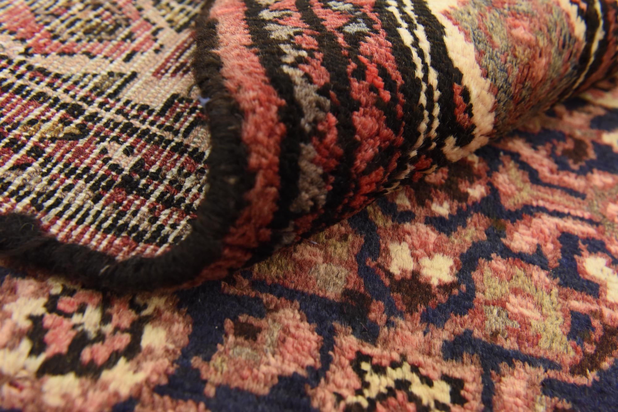 3' 8 x 11' 1 Hand Knotted Hossainabad Persian Wool Runner Rug