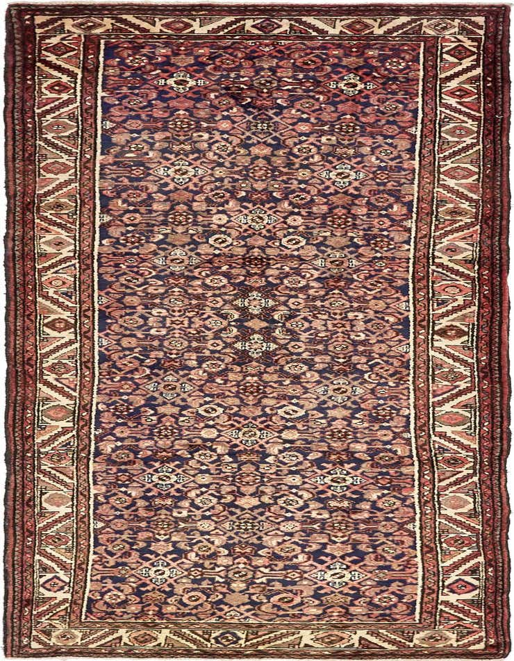 3' 8 x 11' 1 Hand Knotted Hossainabad Persian Wool Runner Rug