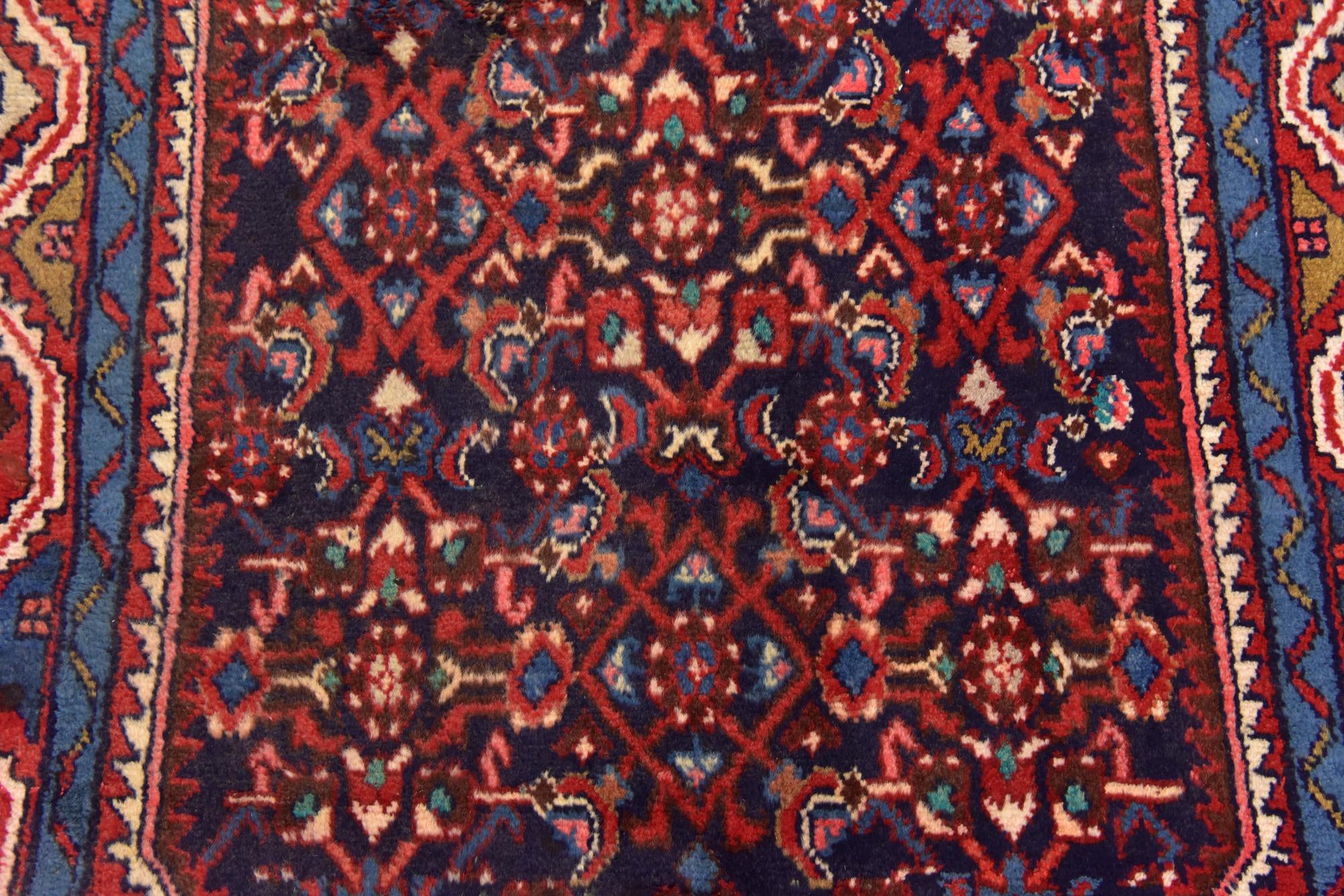 3' 6 x 10' Hand Knotted Hossainabad Persian Wool Runner Rug