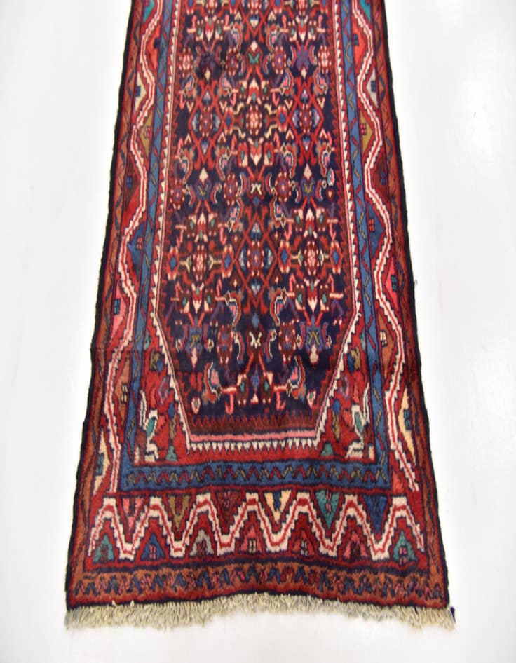 Detail image of 3' 6 x 10'  Hand Knotted Hossainabad Persian Wool Runner Rug