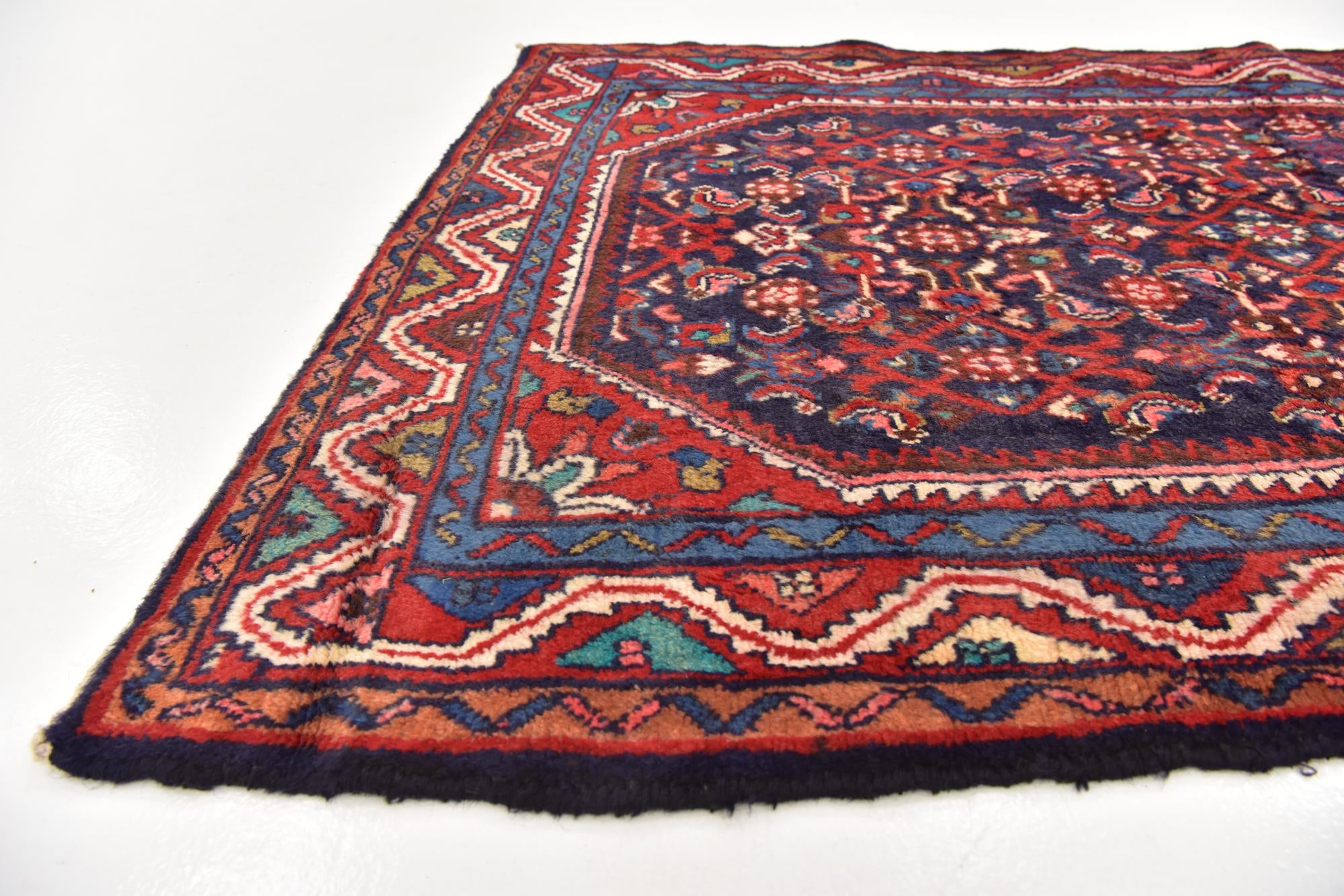 3' 6 x 10' Hand Knotted Hossainabad Persian Wool Runner Rug