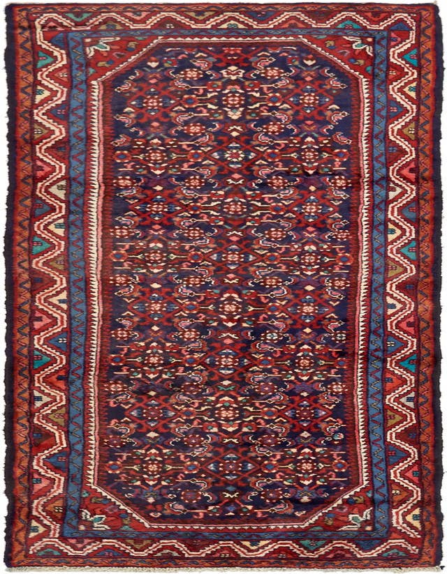 Detail image of 3' 6 x 10' Hand Knotted Hossainabad Persian Wool Runner Rug