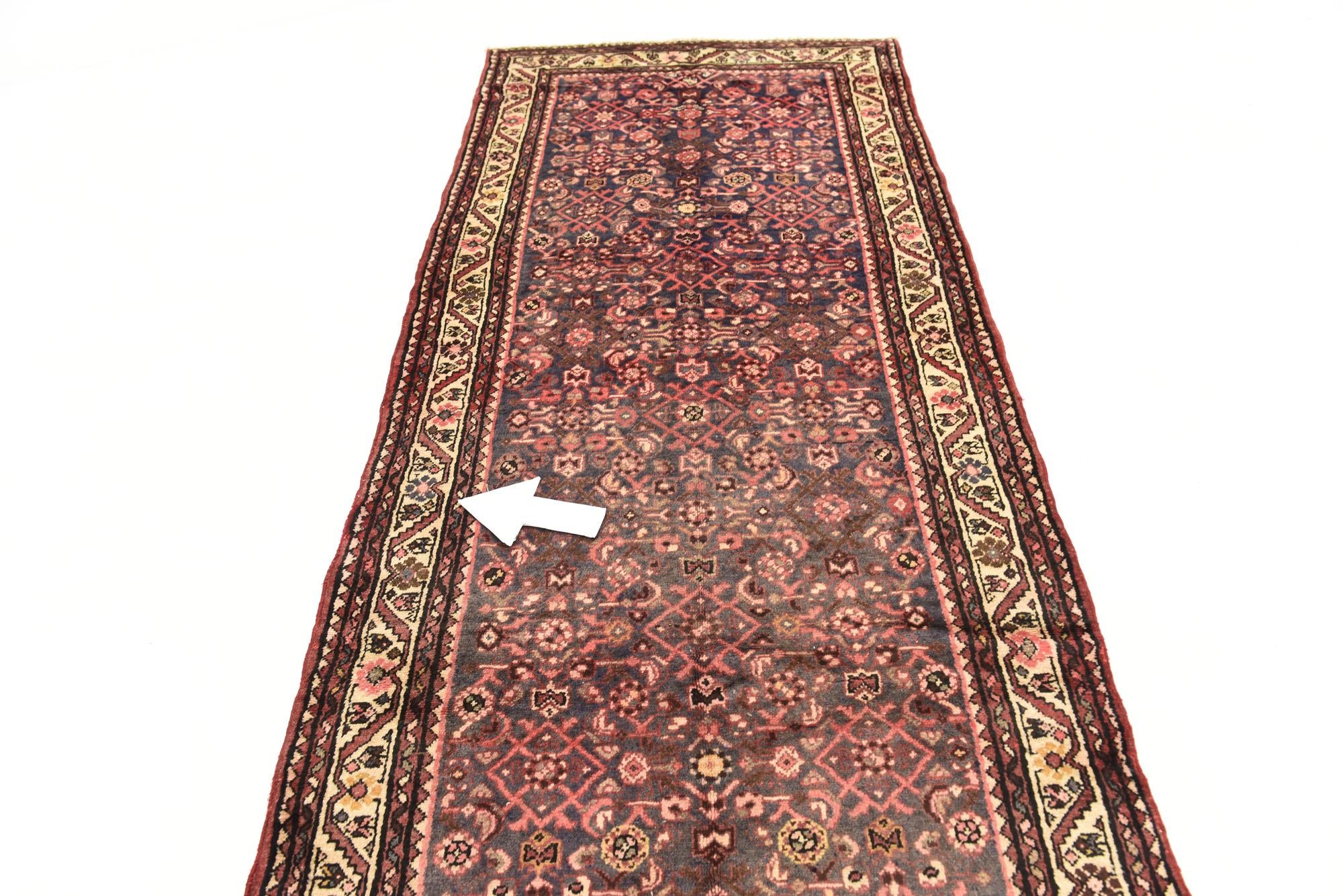3' 8 x 9' 10 Hand Knotted Hossainabad Persian Wool Runner Rug
