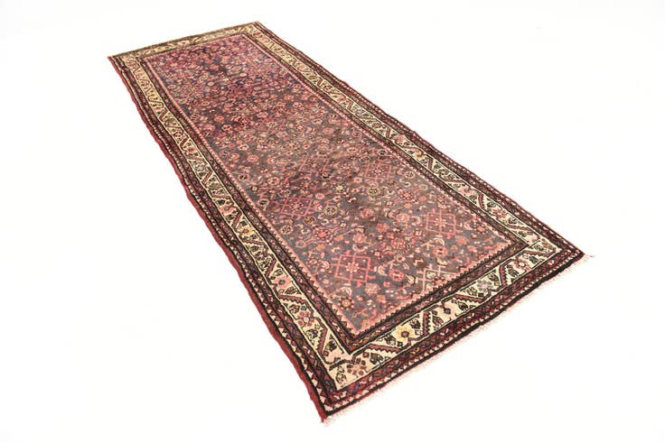 Detail image of 3' 8 x 9' 10 Hand Knotted Hossainabad Persian Wool Runner Rug