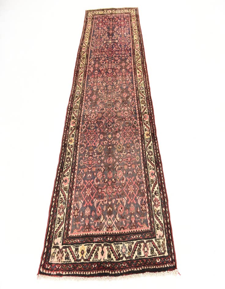 Detail image of 3' 8 x 9' 10 Hand Knotted Hossainabad Persian Wool Runner Rug