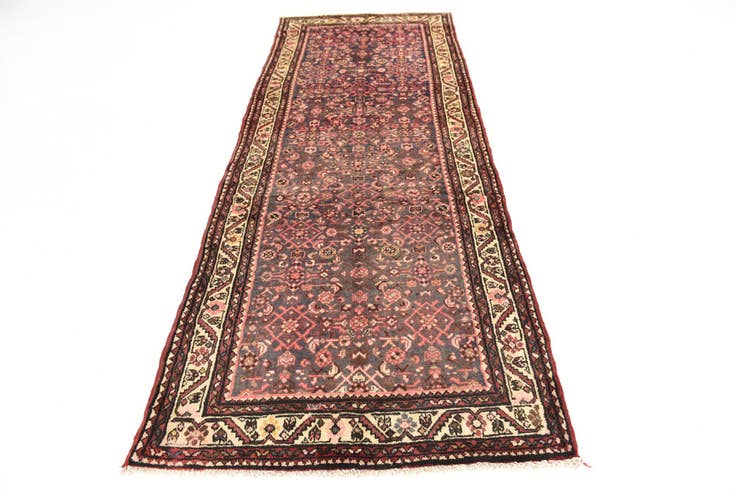 Detail image of 3' 8 x 9' 10 Hand Knotted Hossainabad Persian Wool Runner Rug