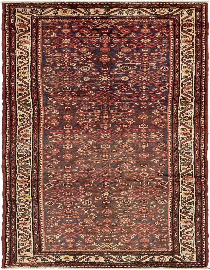 Detail image of 3' 8 x 9' 10 Hand Knotted Hossainabad Persian Wool Runner Rug