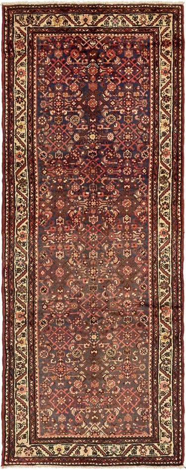 Detail image of 3' 8 x 9' 10 Hand Knotted Hossainabad Persian Wool Runner Rug