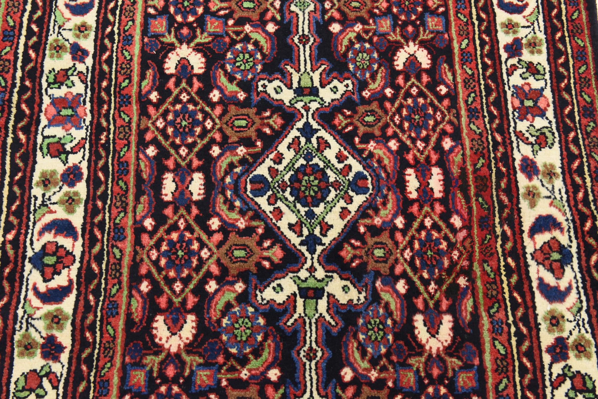 3' 7 x 10' 5 Hand Knotted Hossainabad Persian Wool Runner Rug