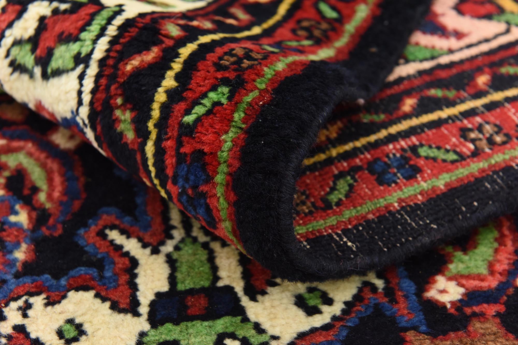 3' 7 x 10' 5 Hand Knotted Hossainabad Persian Wool Runner Rug