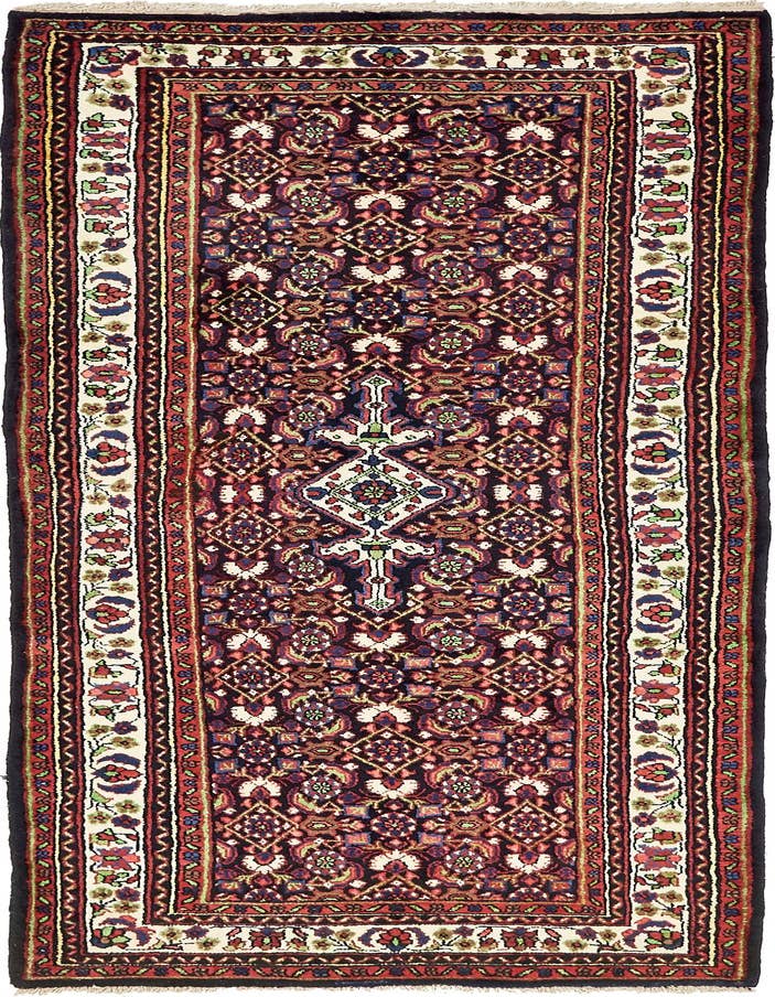 Detail image of 3' 7 x 10' 5 Hand Knotted Hossainabad Persian Wool Runner Rug