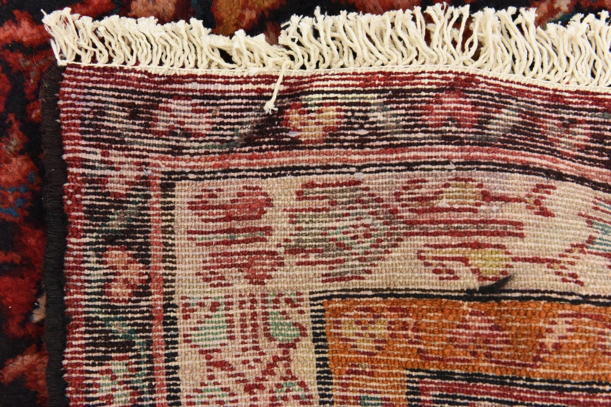 3' 7 x 10' 3 Hand Knotted Hossainabad Persian Wool Runner Rug
