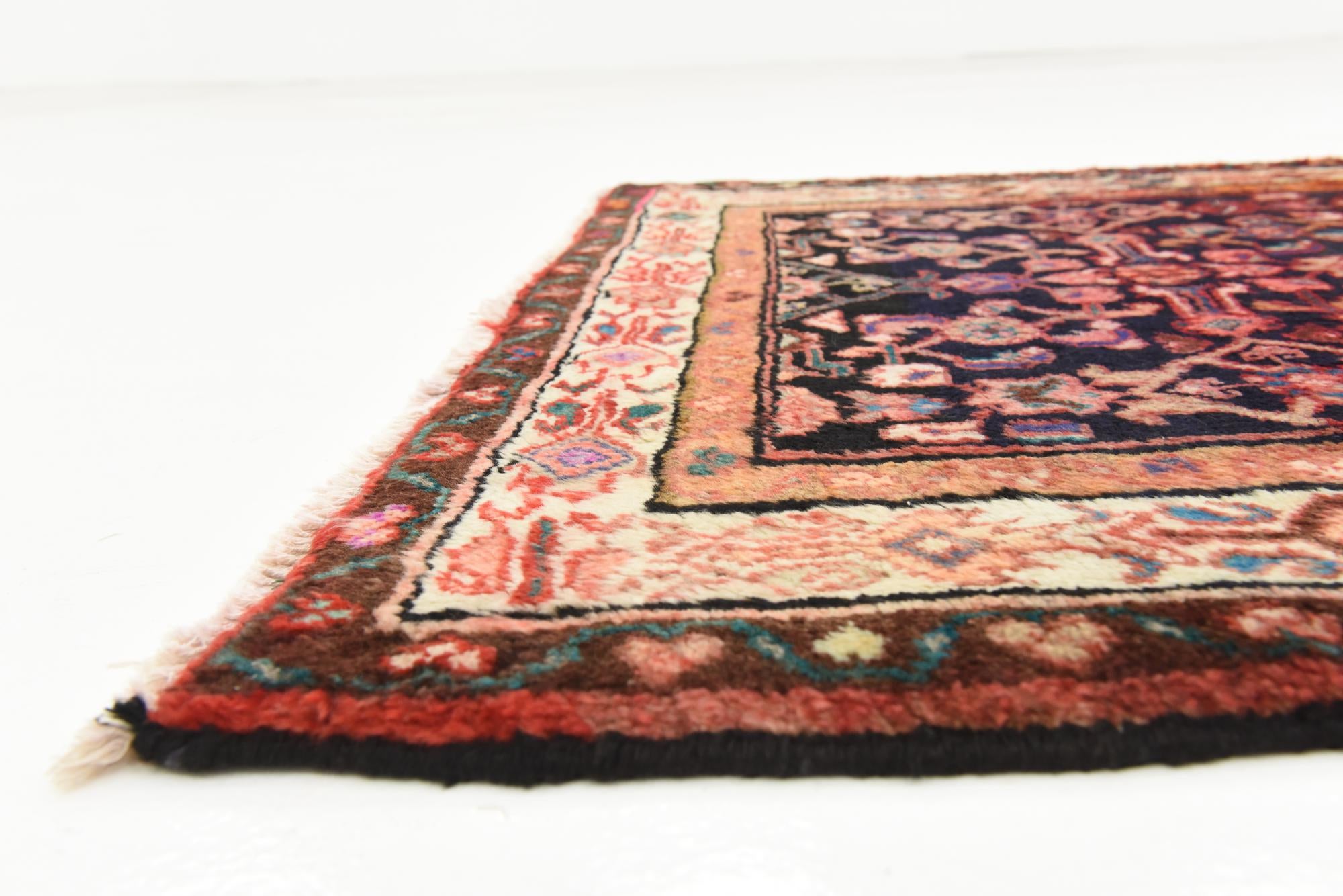 3' 7 x 10' 3 Hand Knotted Hossainabad Persian Wool Runner Rug