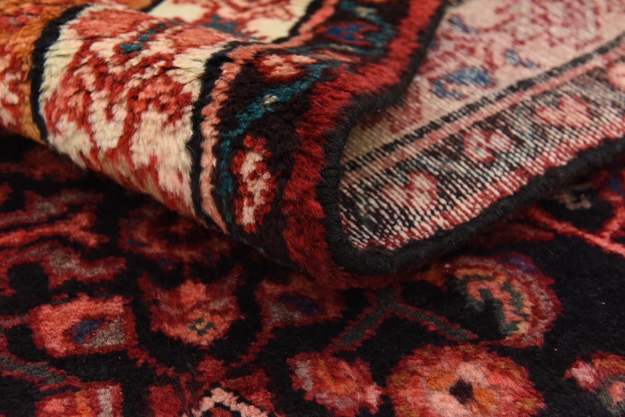 3' 7 x 10' 3 Hand Knotted Hossainabad Persian Wool Runner Rug