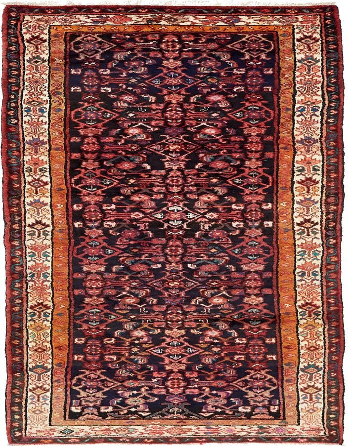 Detail image of 3' 7 x 10' 3 Hand Knotted Hossainabad Persian Wool Runner Rug