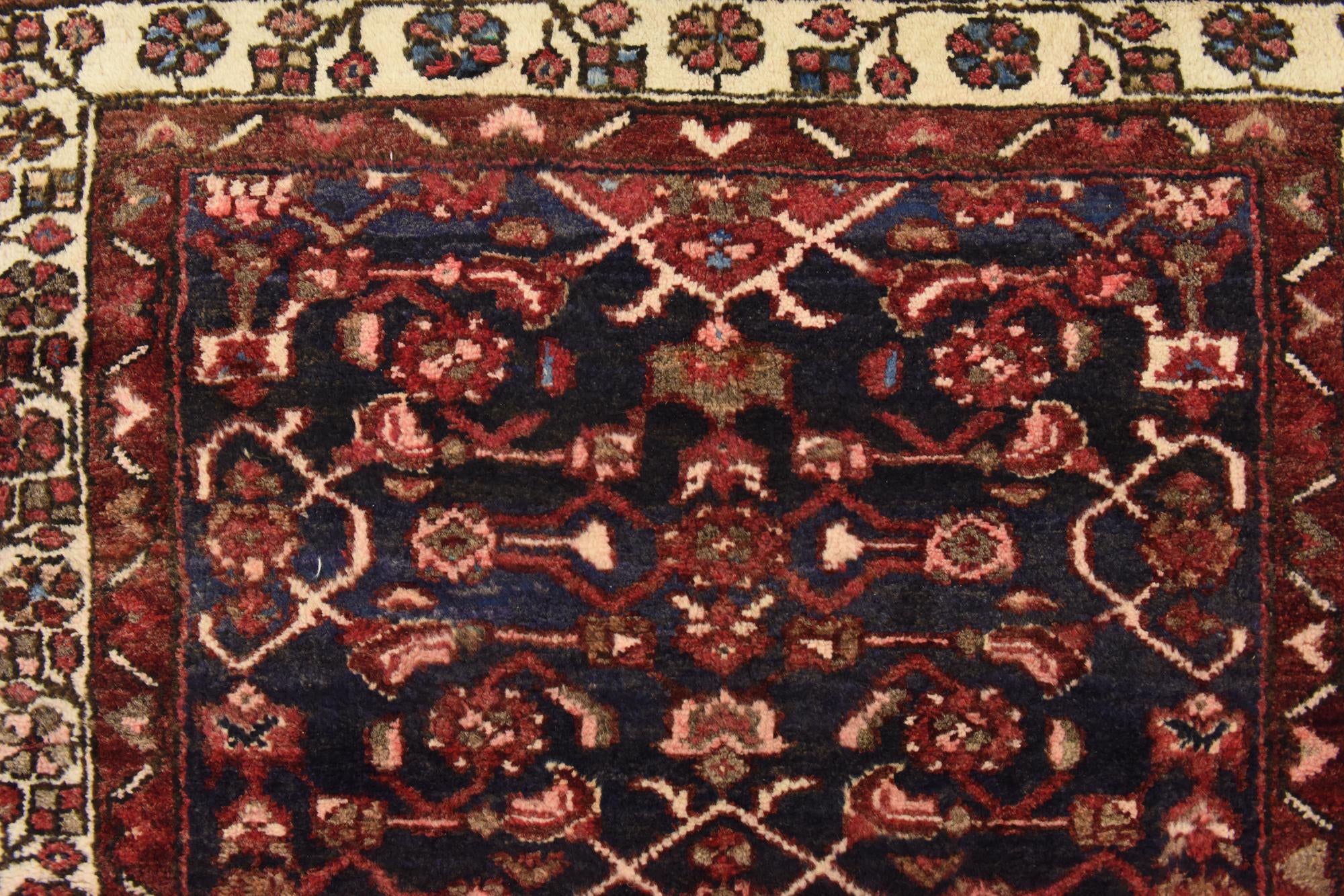 3' 6 x 9' 8 Hand Knotted Hossainabad Persian Wool Runner Rug