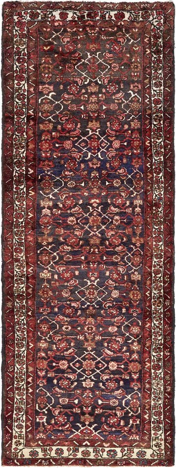 Detail image of 3' 6 x 9' 8 Hand Knotted Hossainabad Persian Wool Runner Rug