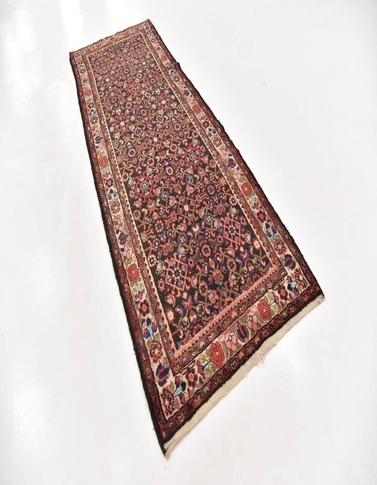 Detail image of 3' 6 x 9' 6 Hand Knotted Hossainabad Persian Wool Runner Rug