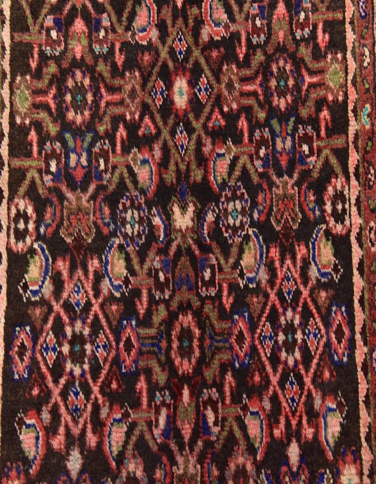 Detail image of 3' 6 x 9' 6 Hand Knotted Hossainabad Persian Wool Runner Rug