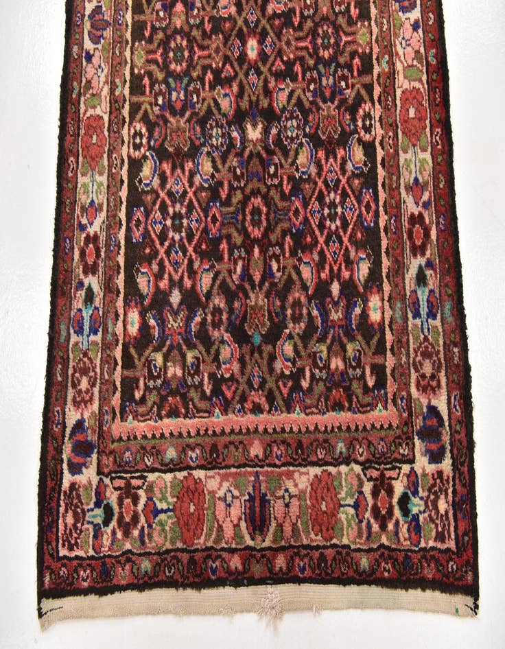 Detail image of 3' 6 x 9' 6 Hand Knotted Hossainabad Persian Wool Runner Rug
